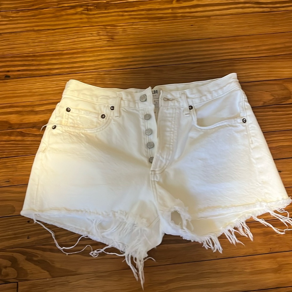 Agolde Parker White Denim Shorts